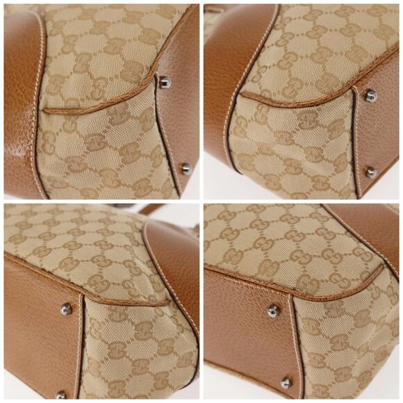 GUCCI GG Canvas Tote Bag Beige Silver 113011 Auth 148839V - Picture 14 of 16